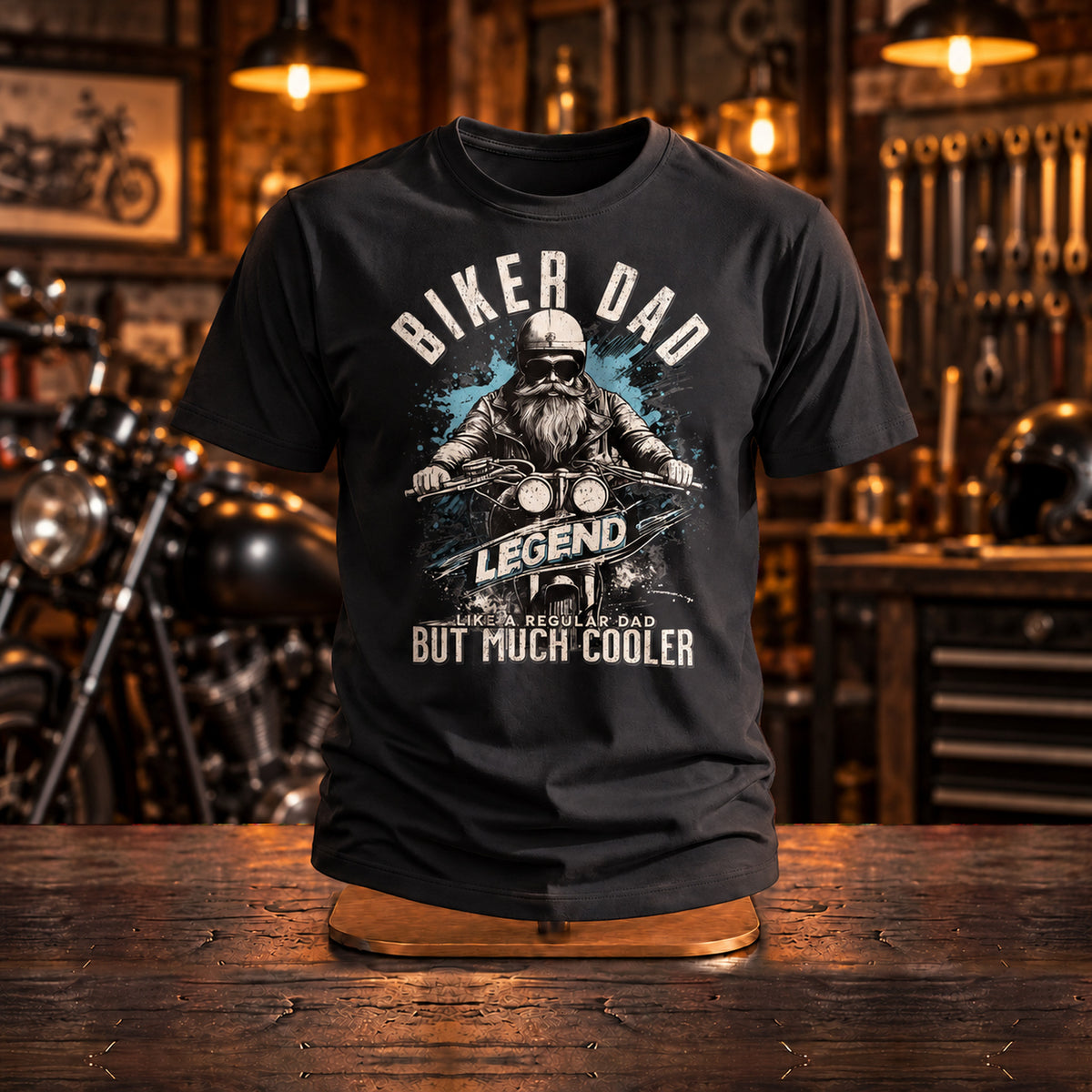 Biker Dad Legend - Koszulka, Prezent na Dzień Ojca - zdjęcie na podstawce