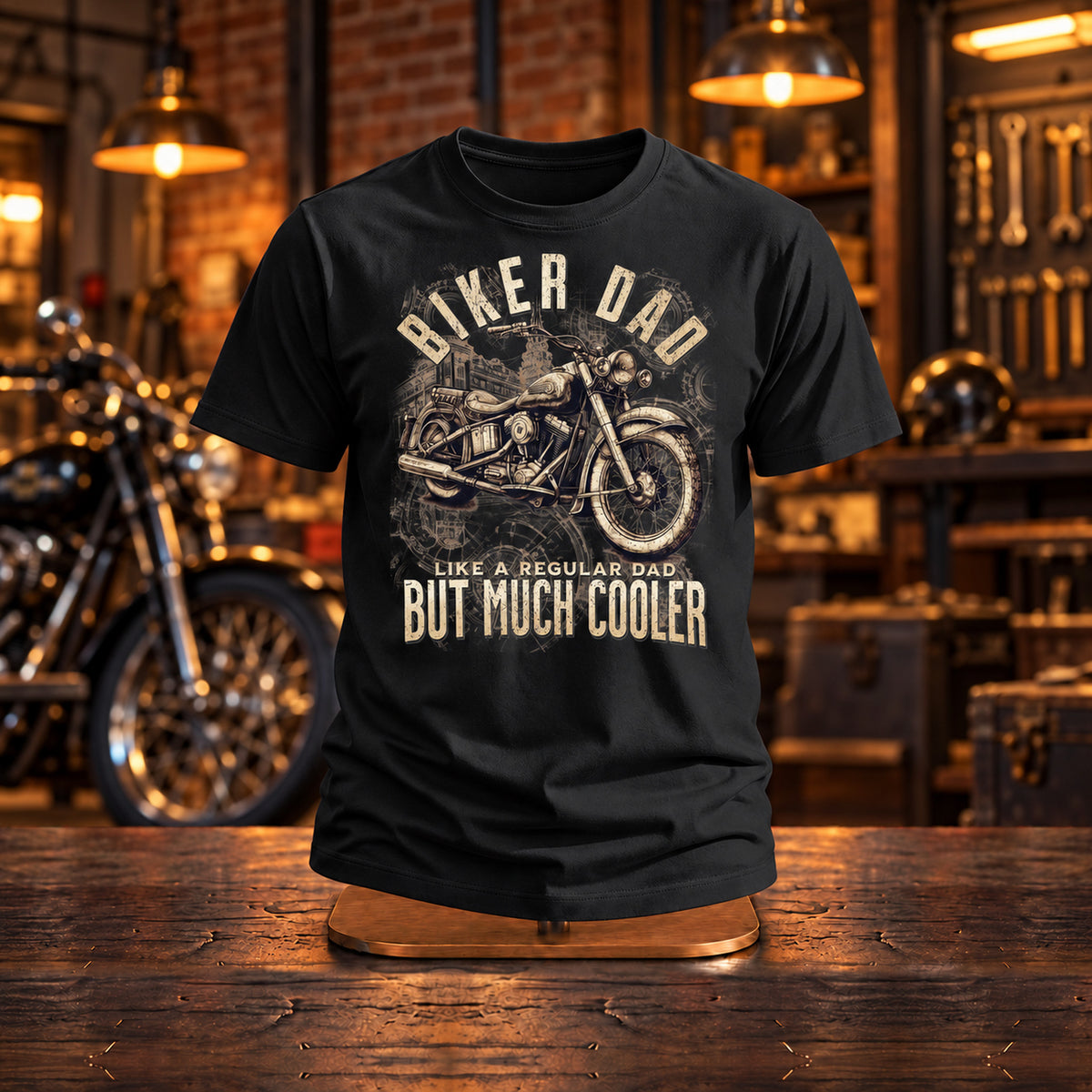 Biker Dad Vintage - Koszulka, Prezent dla Taty - zdjęcie na podstawce