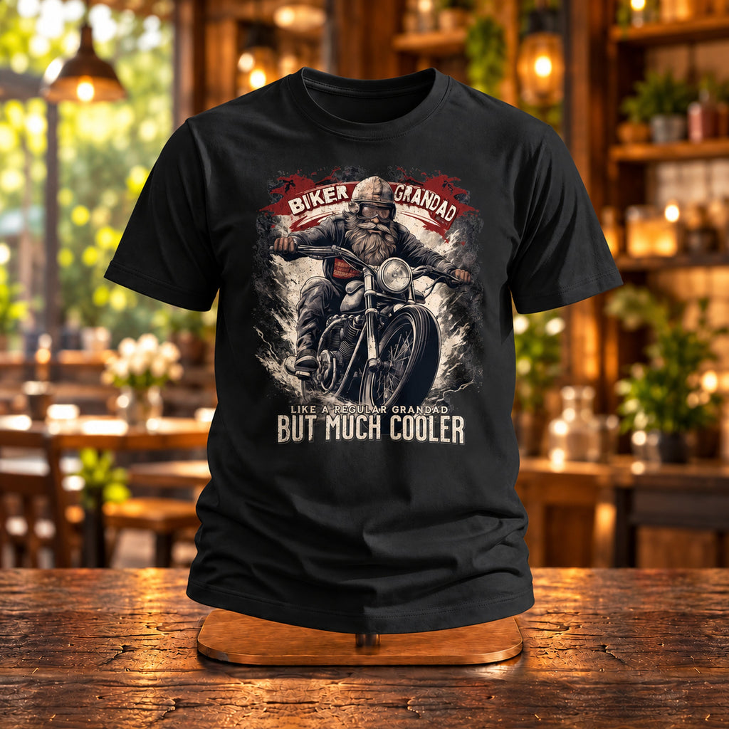 Biker Grandad - Czarna Koszulka dla Dziadka Motocyklisty