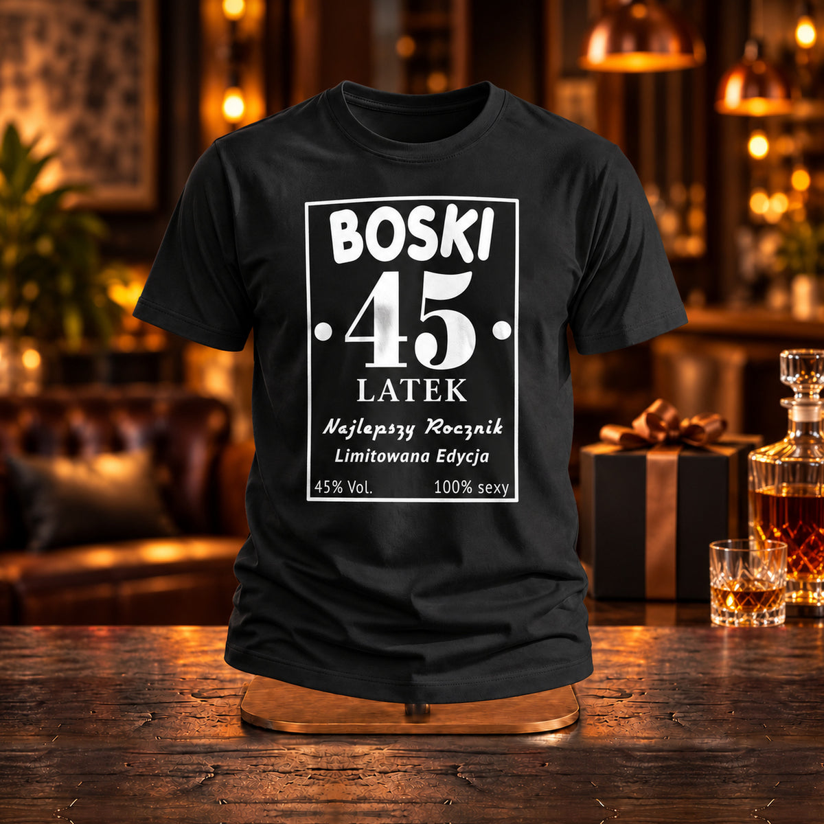 BOSKI 45 LATEK - Koszulka, Prezent na 45 Urodziny dla Mężczyzny - zdjęcie na podstawce