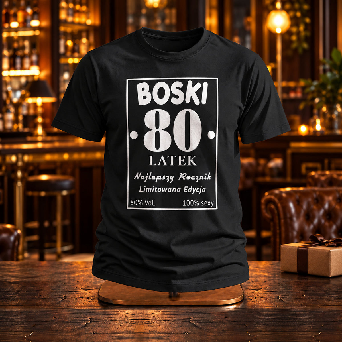 BOSKI 80 LATEK - Koszulka, Prezent na 80 Urodziny dla Mężczyzny - zdjęcie na podstawce