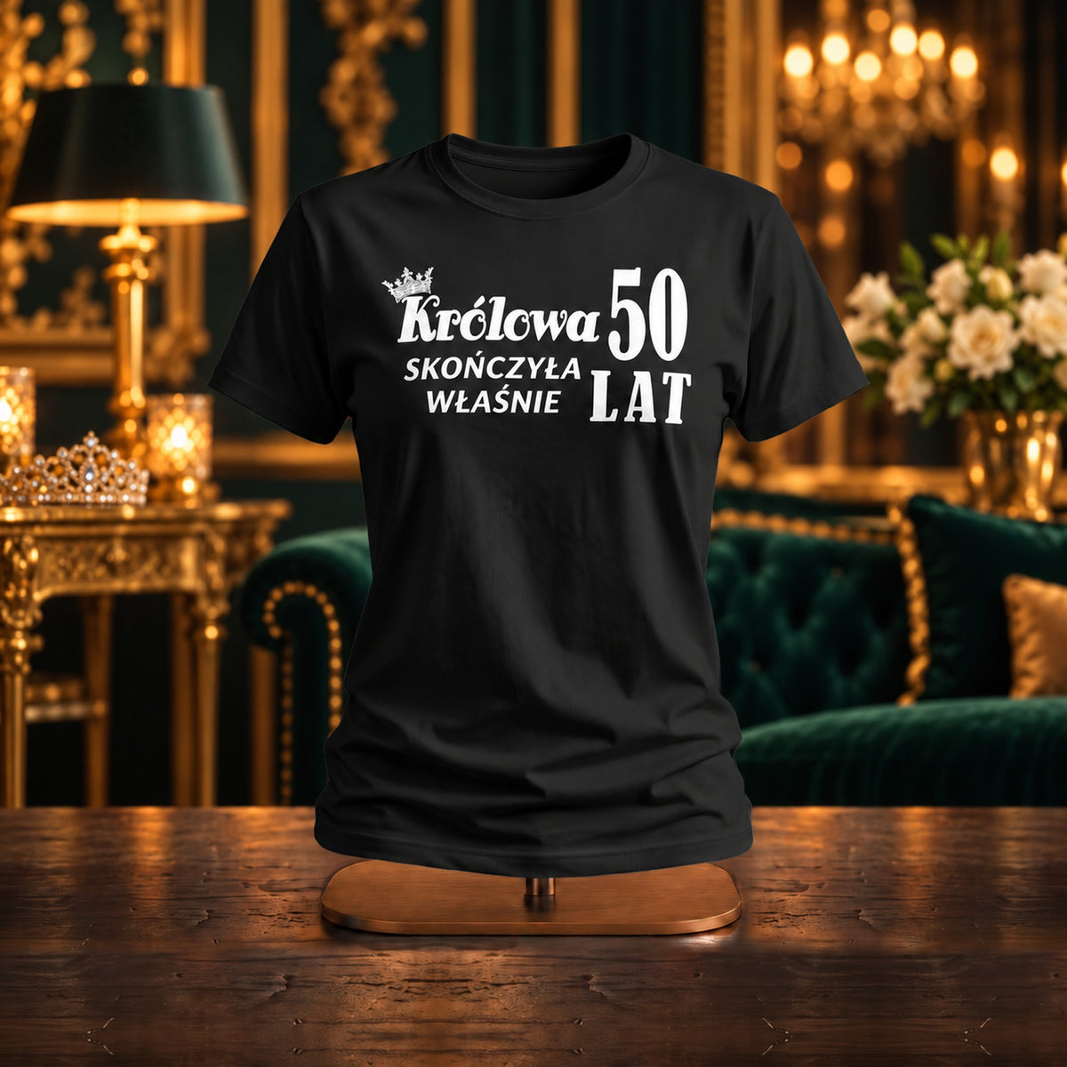 Królowa Skończyła 50 Lat - Koszulka, Prezent na 50 Urodziny dla Kobiety - zdjęcie na podstawce
