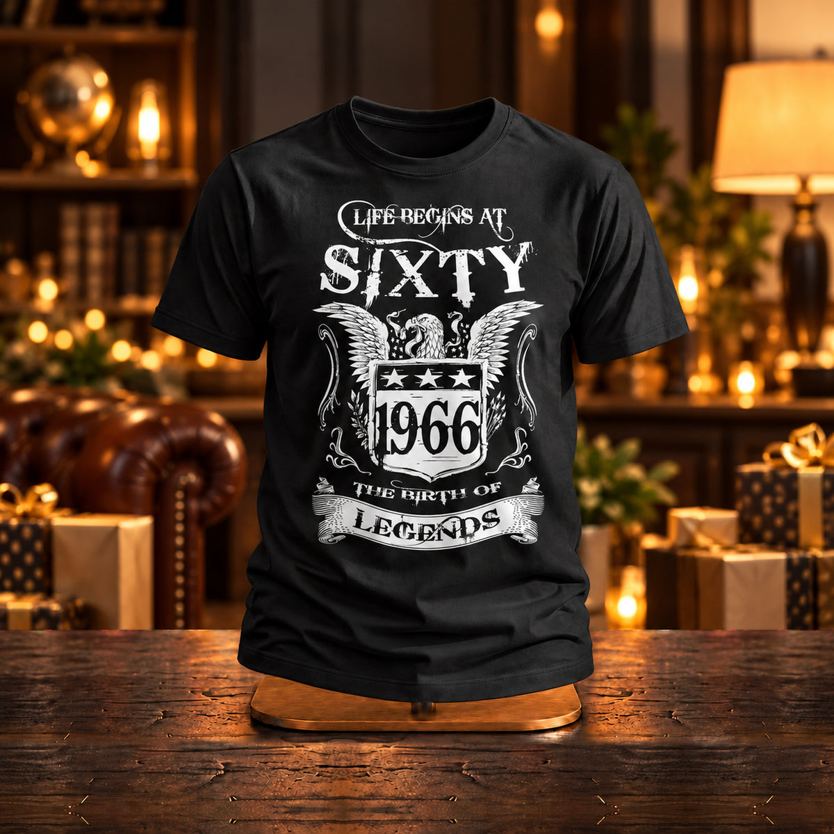 Life Begins At Sixty - Koszulka, Prezent na Urodziny dla Mężczyzny - zdjęcie na podstawce