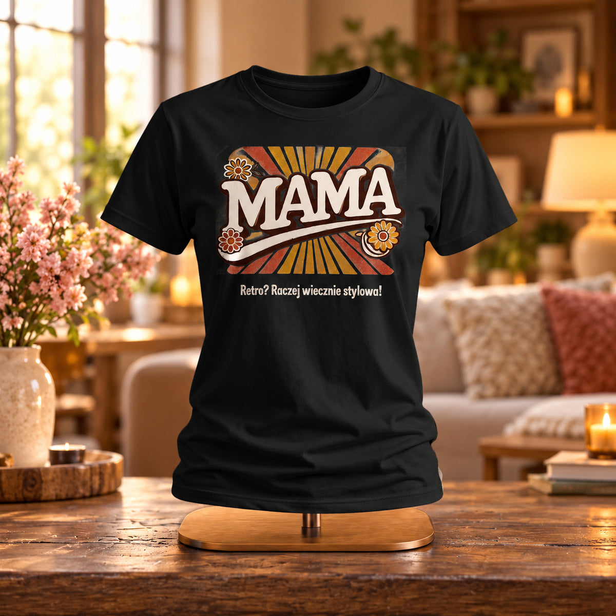 Mama Retro Stylowa - Koszulka, Prezent dla Mamy - zdjęcie na podstawce