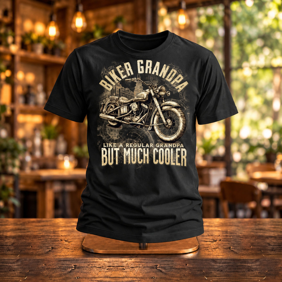 Biker Grandpa Vintage - Koszulka z Motorem na Prezent dla Dziadka