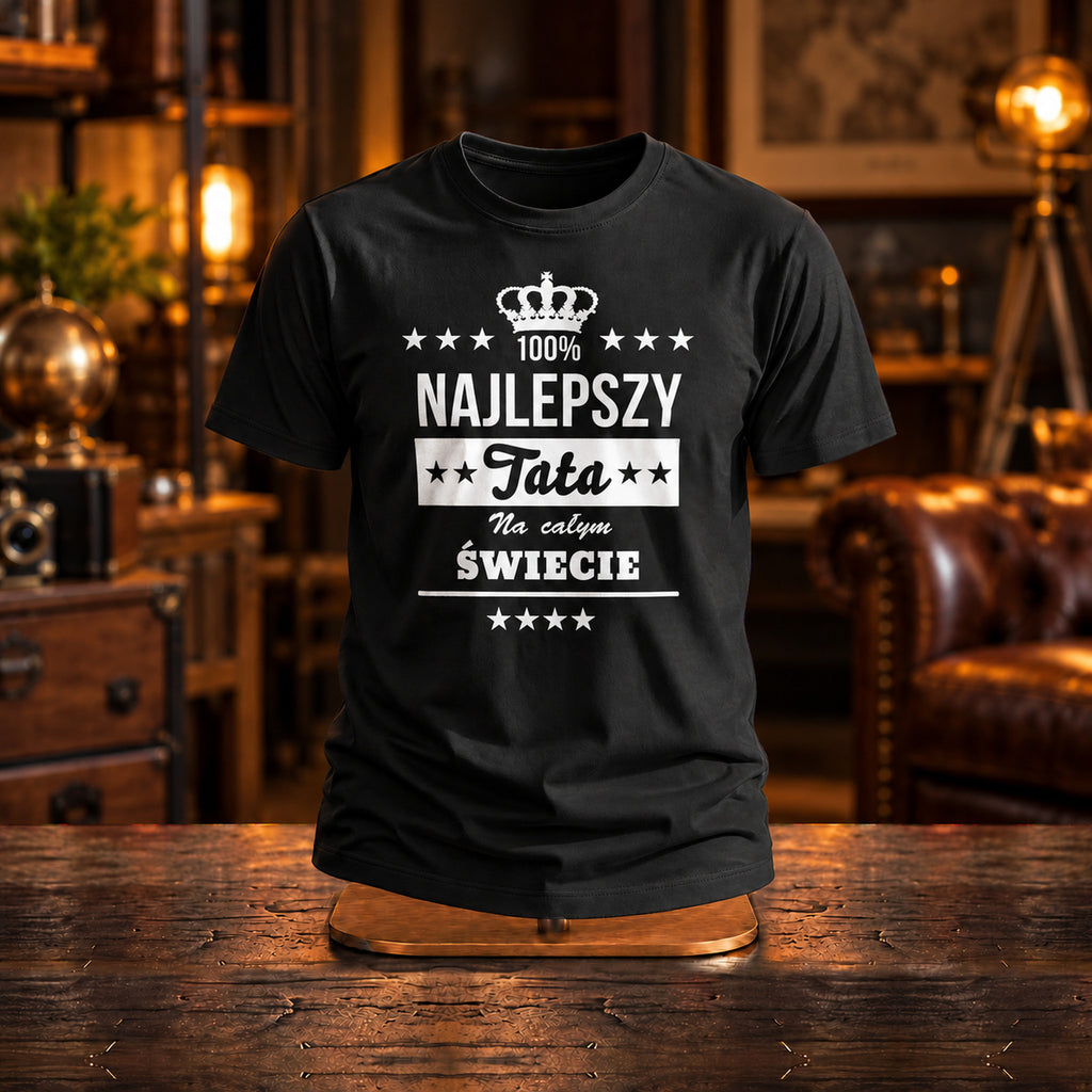 Najlepszy Tata na Świecie - Koszulka, Prezent dla Taty - zdjęcie na podstawce