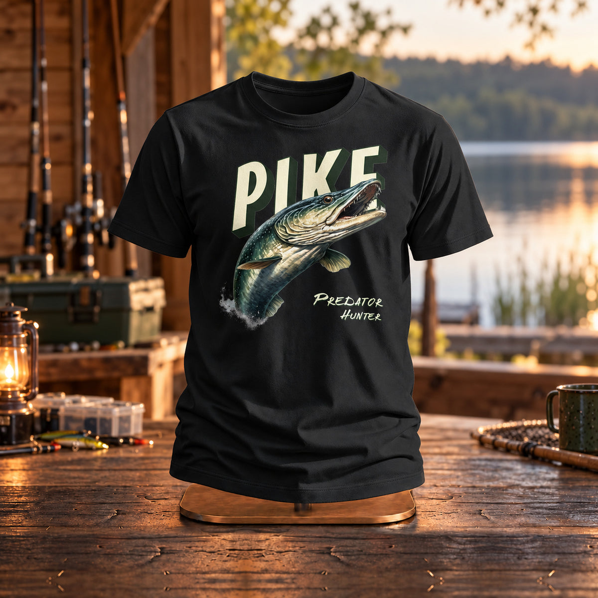 Pike Predator Hunter - Koszulka, Prezent dla Wędkarza - zdjęcie na podstawce