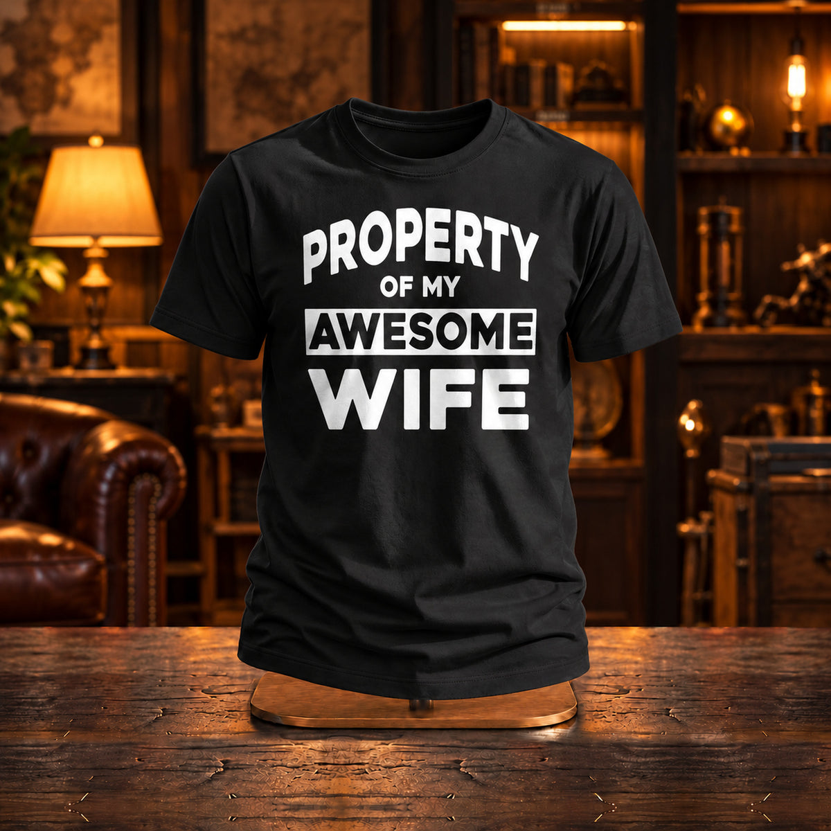 Property Of My Awesome Wife - Koszulka, Prezent dla Męża - zdjęcie na podstawce