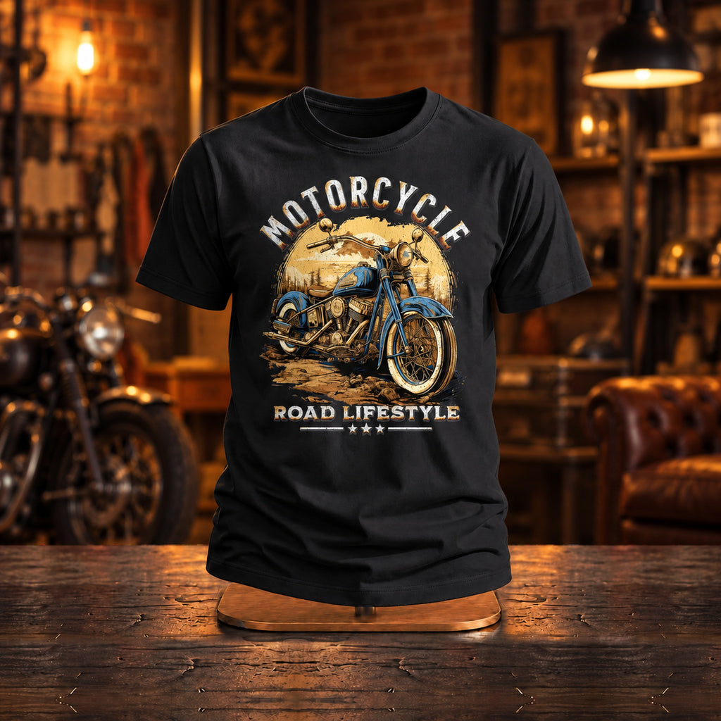 Motorcycle Road Lifestyle - Koszulka Motocyklowa Zachód Słońca