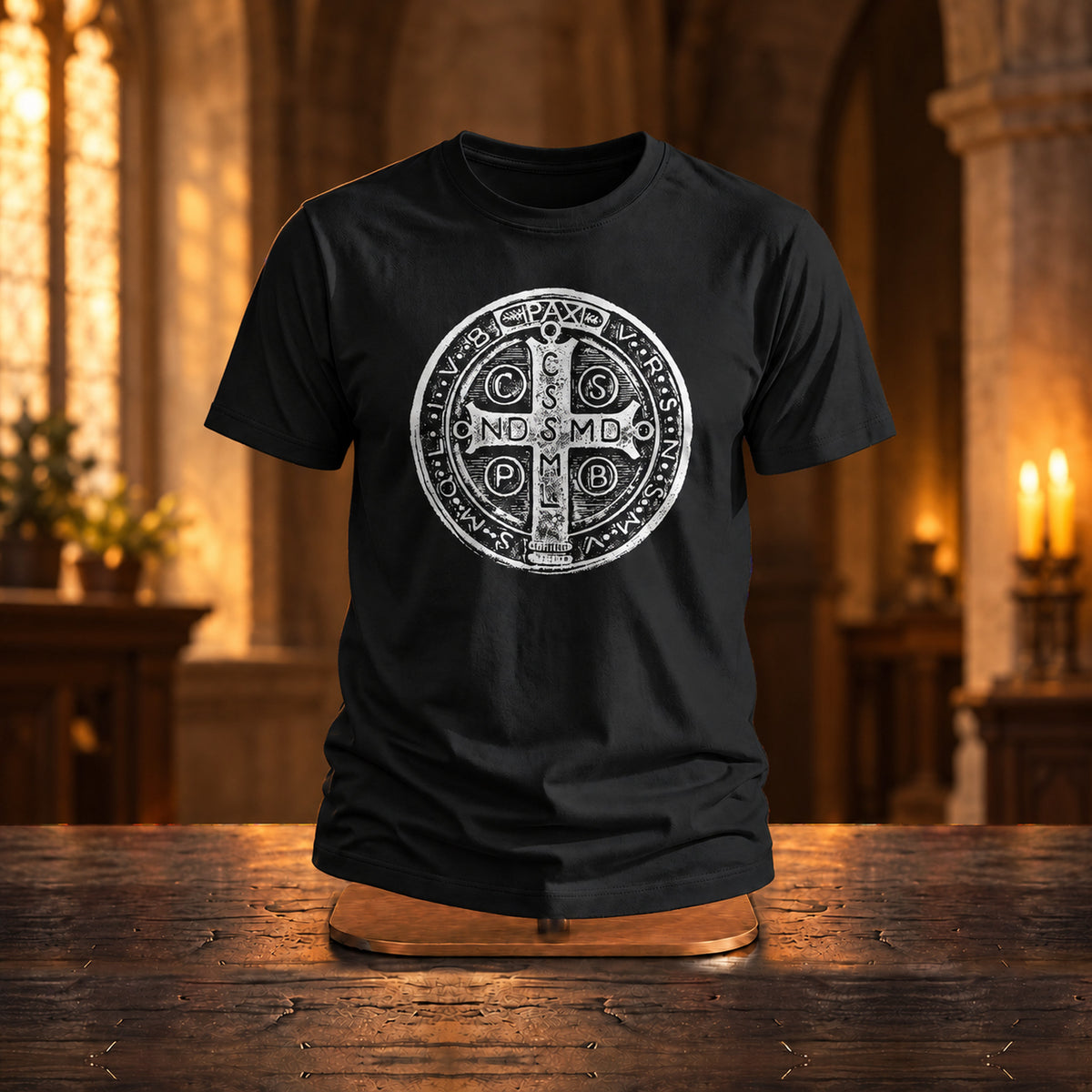 Saint Benedict Medal - Koszulka Chrześcijańska - zdjęcie na podstawce
