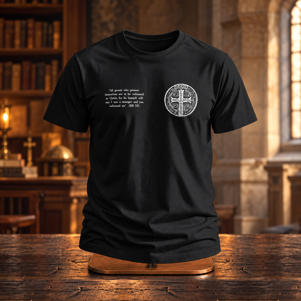 Saint Benedict Rule 53 - Koszulka Chrześcijańska - zdjęcie na podstawce