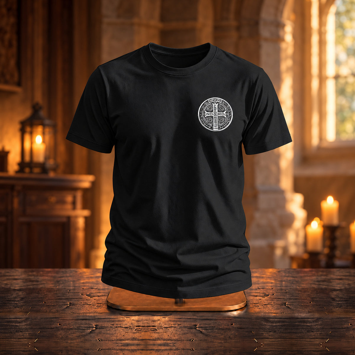 Saint Benedict - Koszulka Chrześcijańska - zdjęcie na podstawce