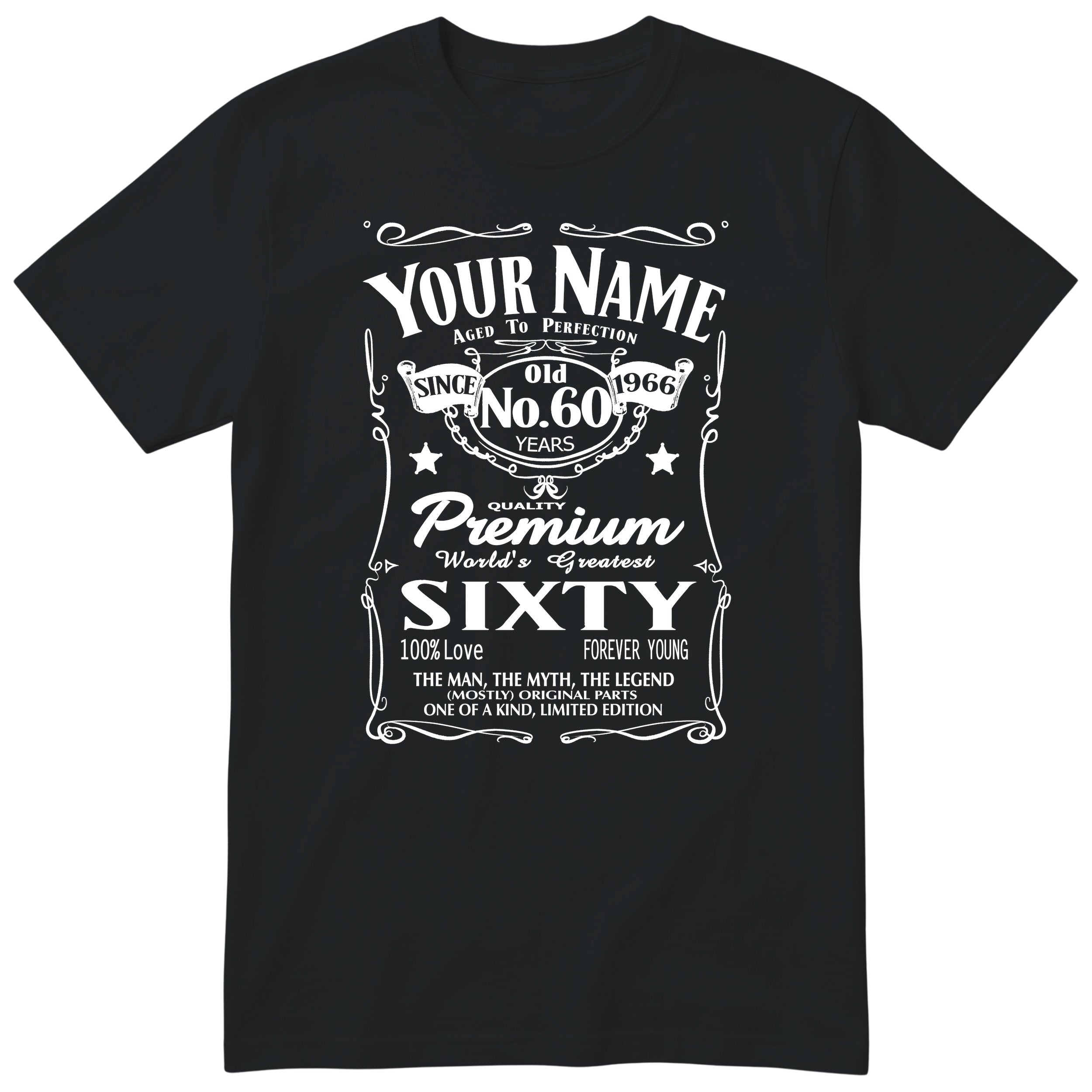 Personalised 60th Birthday T-Shirt - Aged to Perfection Gift for Dad
