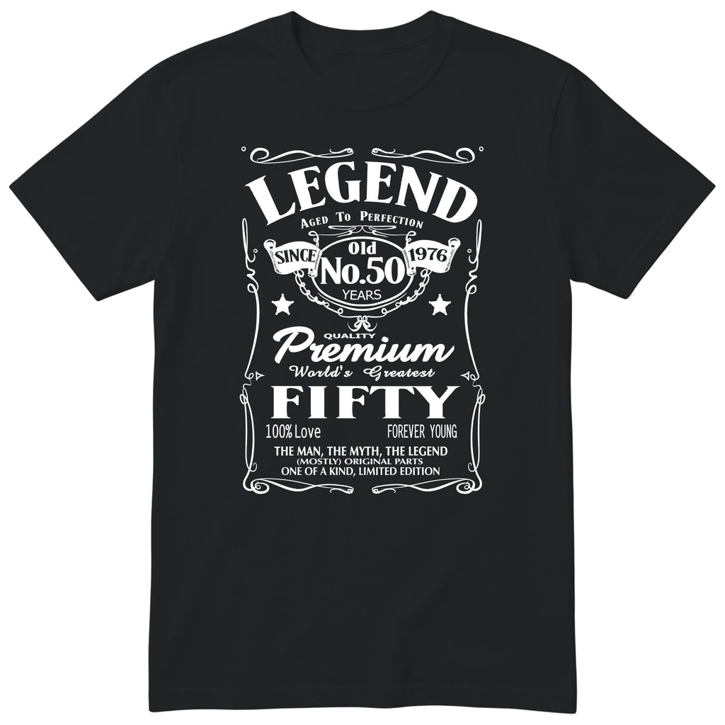 Koszulka na 50 Urodziny dla Mężczyzny – Legend Retro Label | Śmieszny Prezent