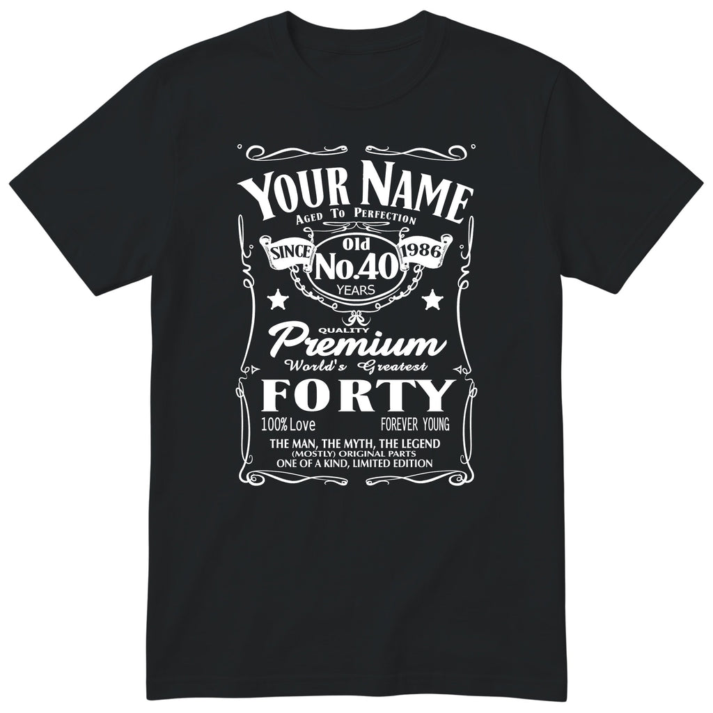 Personalised 40th Birthday T-Shirt - Aged to Perfection Gift for Him