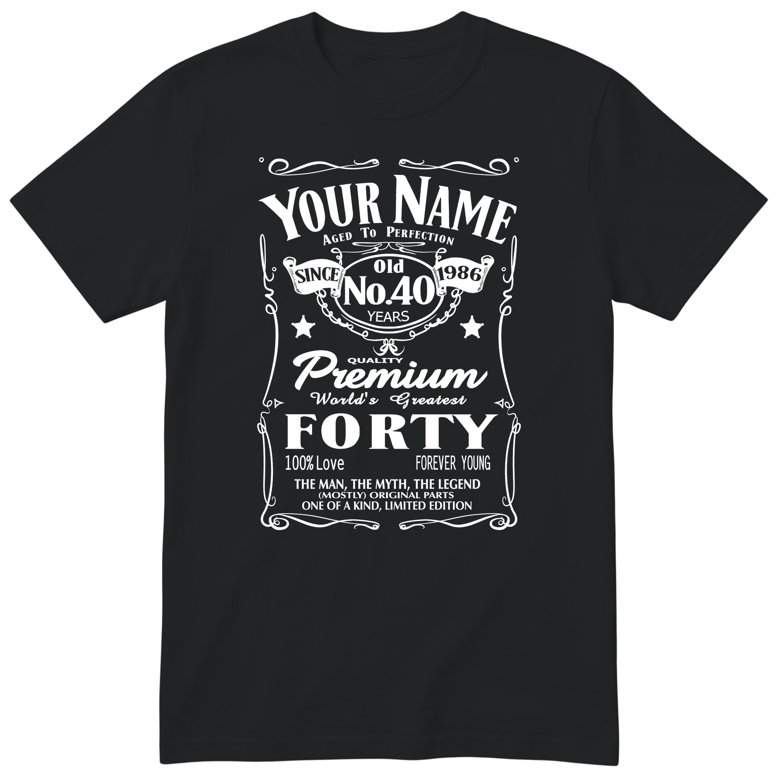 Personalised 40th Birthday T-Shirt - Aged to Perfection Gift for Him
