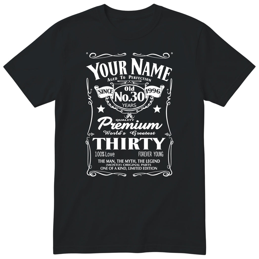 Personalised 30th Birthday T-Shirt - Aged to Perfection Gift for Him