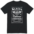 Śmieszna polska koszulka urodzinowa na 40 lat dla mężczyzny - vintage label design Klasyk Człowiek Bohater Legenda