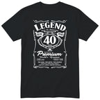 Legend 40th Birthday T-Shirt - Retro Label Gift for Him - Black