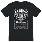 Legend 45th Birthday T-Shirt - Retro Label Gift for Him - Black
