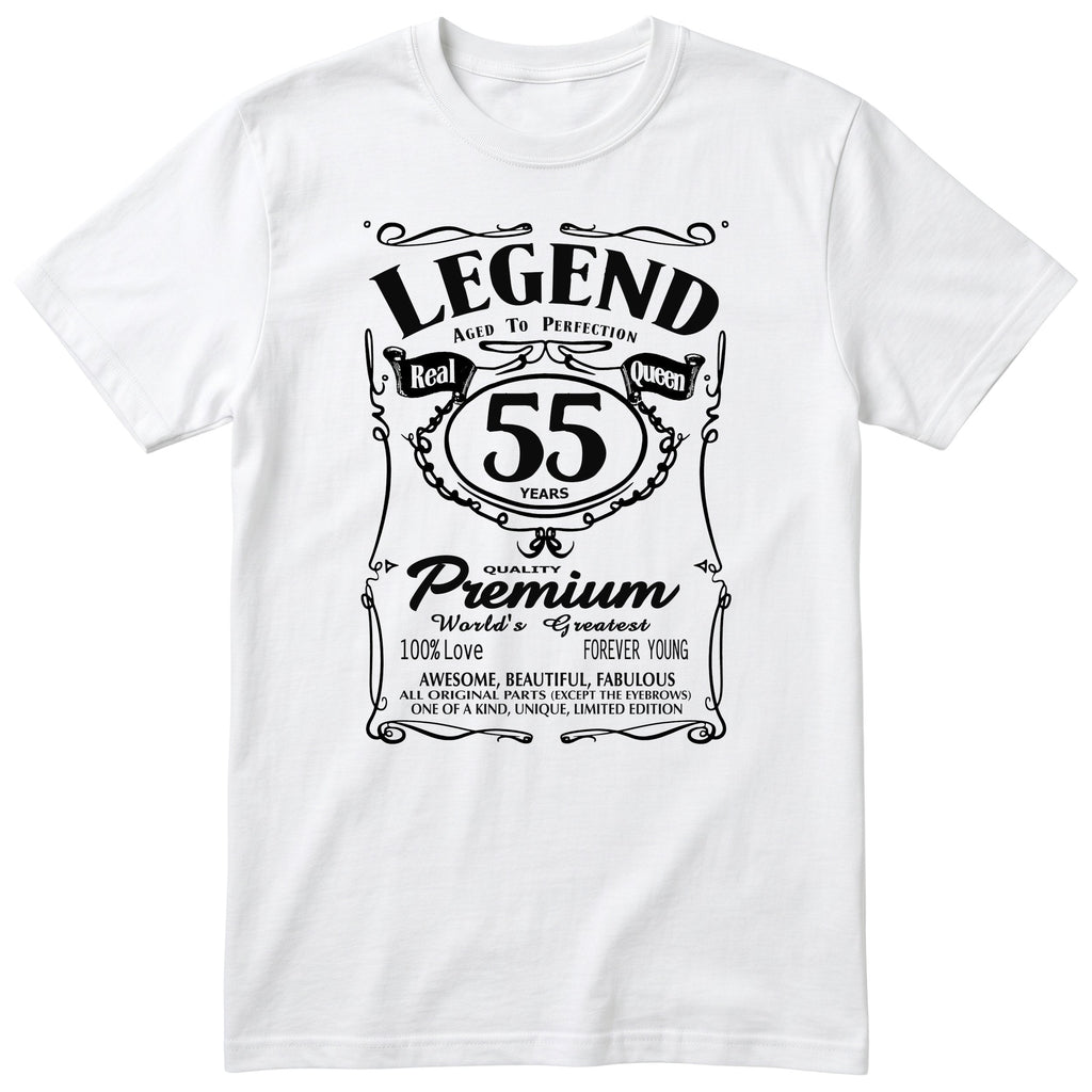 Legend Real Queen 55th birthday t-shirt for women in white - Gildan 64000 vintage label