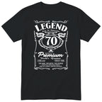 Legend 70th Birthday T-Shirt - Retro Label Gift for Grandad - Black