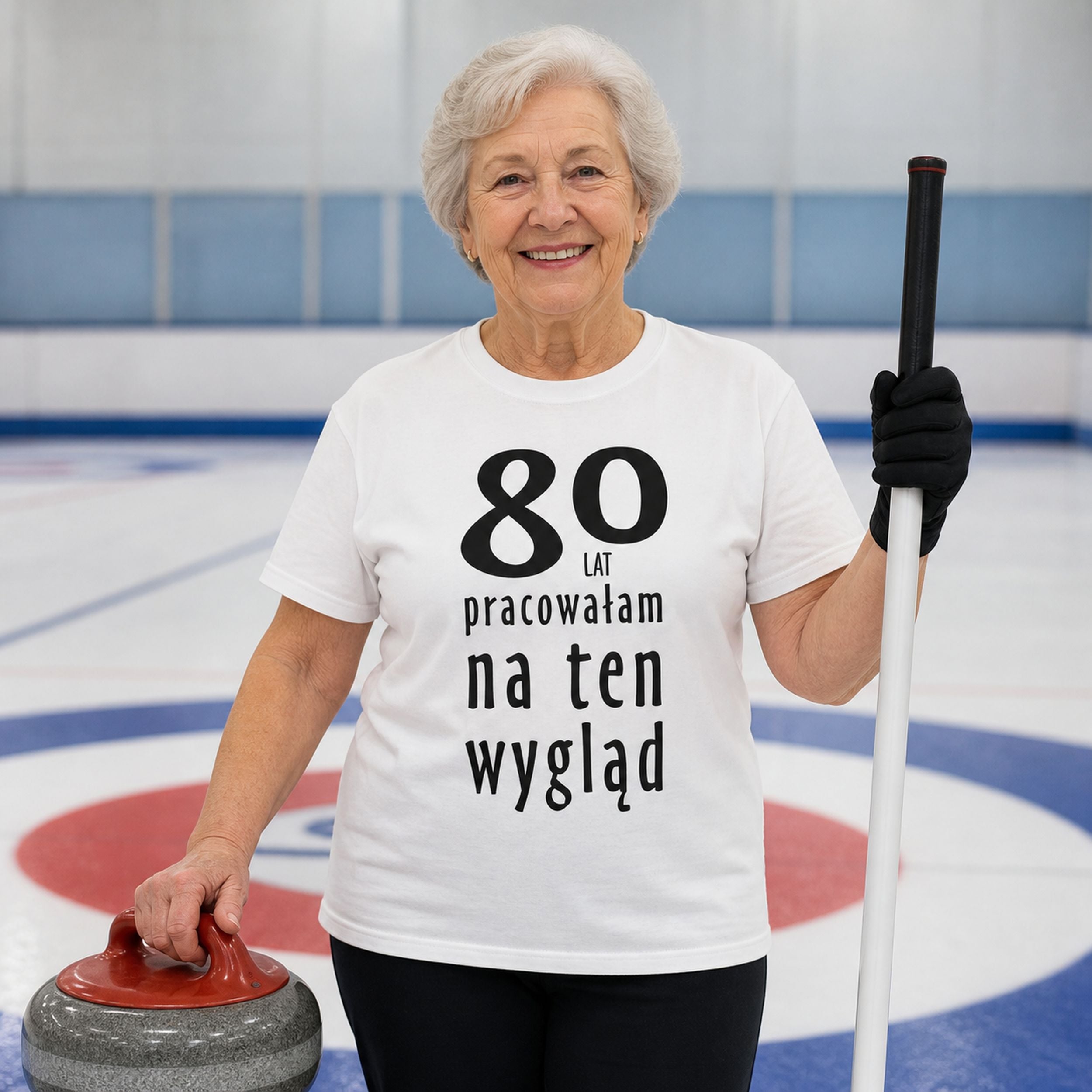 80 LAT PRACOWAŁAM NA TEN WYGLĄD - Koszulka na 80 Urodziny dla Niej