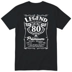 Legend 80th Birthday T-Shirt - Retro Label Gift for Grandad - Black