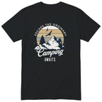 Black Camping Awaits t-shirt - camping gift, unisex, English print