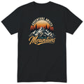 Black Adventure Awaits t-shirt - retro mountain hiking print, GitGraf