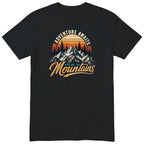 Black Adventure Awaits t-shirt - retro mountain hiking print, GitGraf