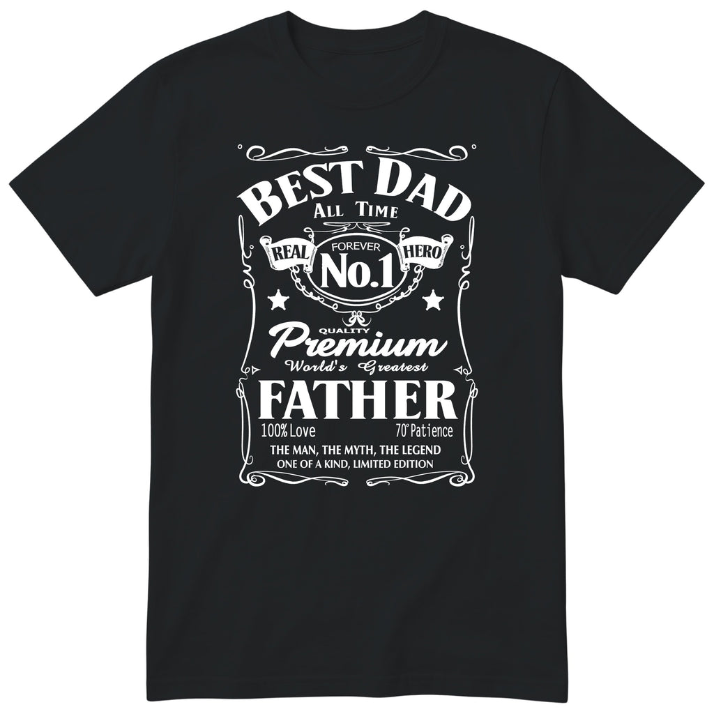 Best Dad Real Hero Whisky T-Shirt - Black
