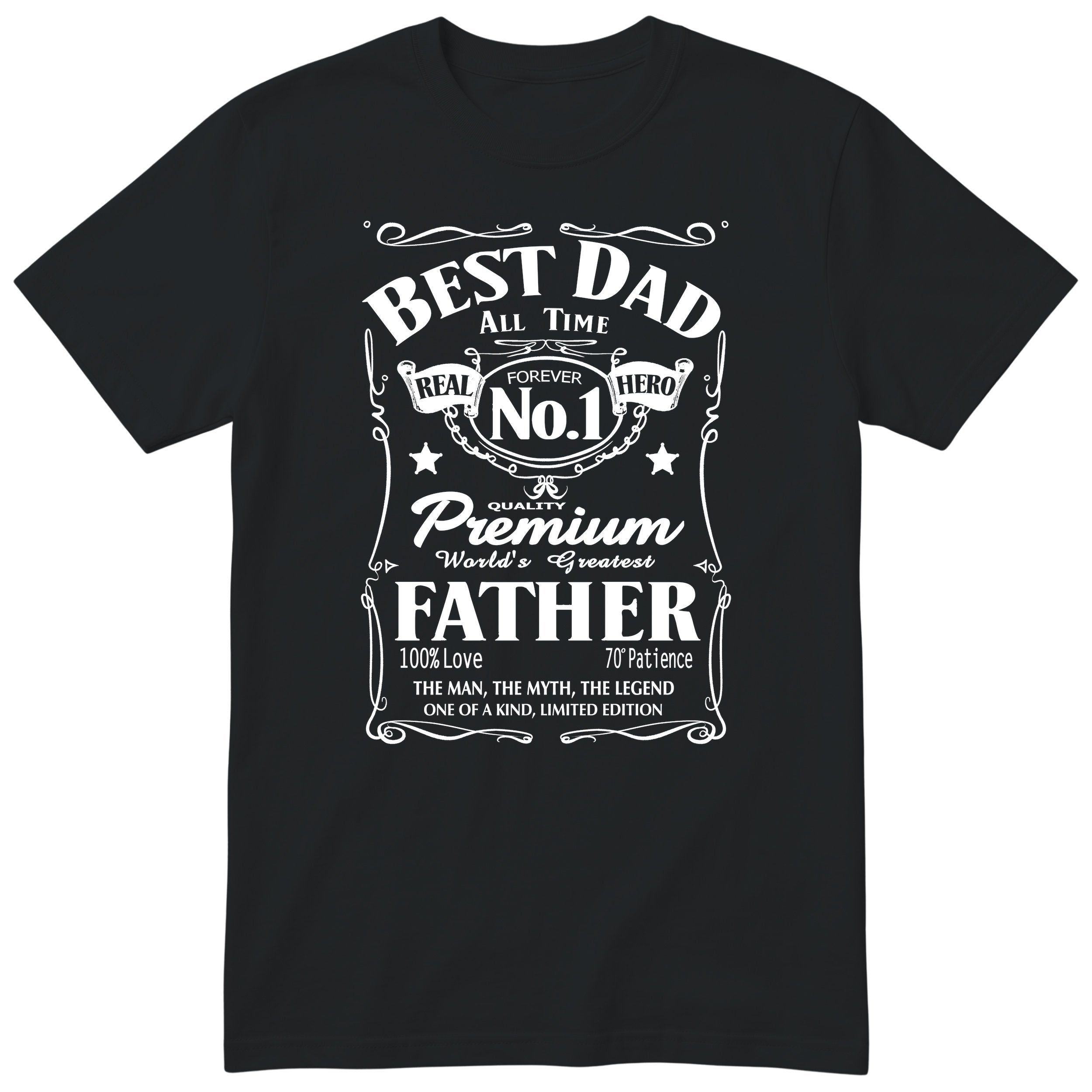 Best Dad Real Hero Whisky T-Shirt - Black