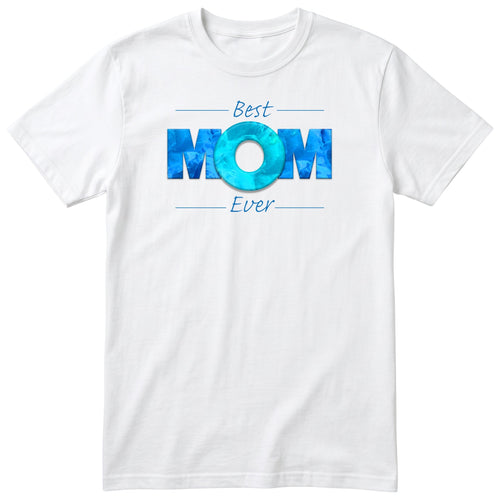 Best Mom Ever blue design t-shirt - white