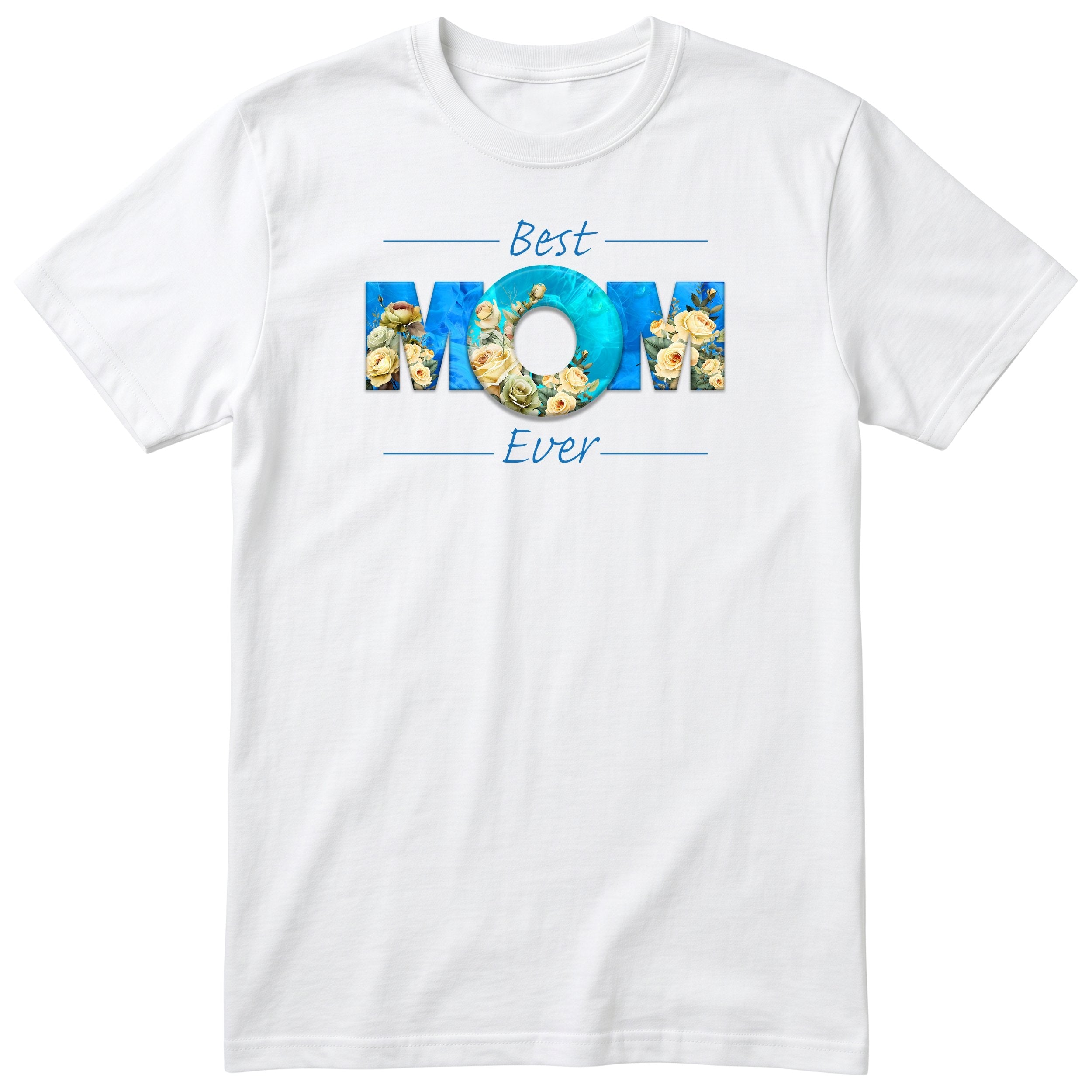 Best Mom Ever Blue Roses - White