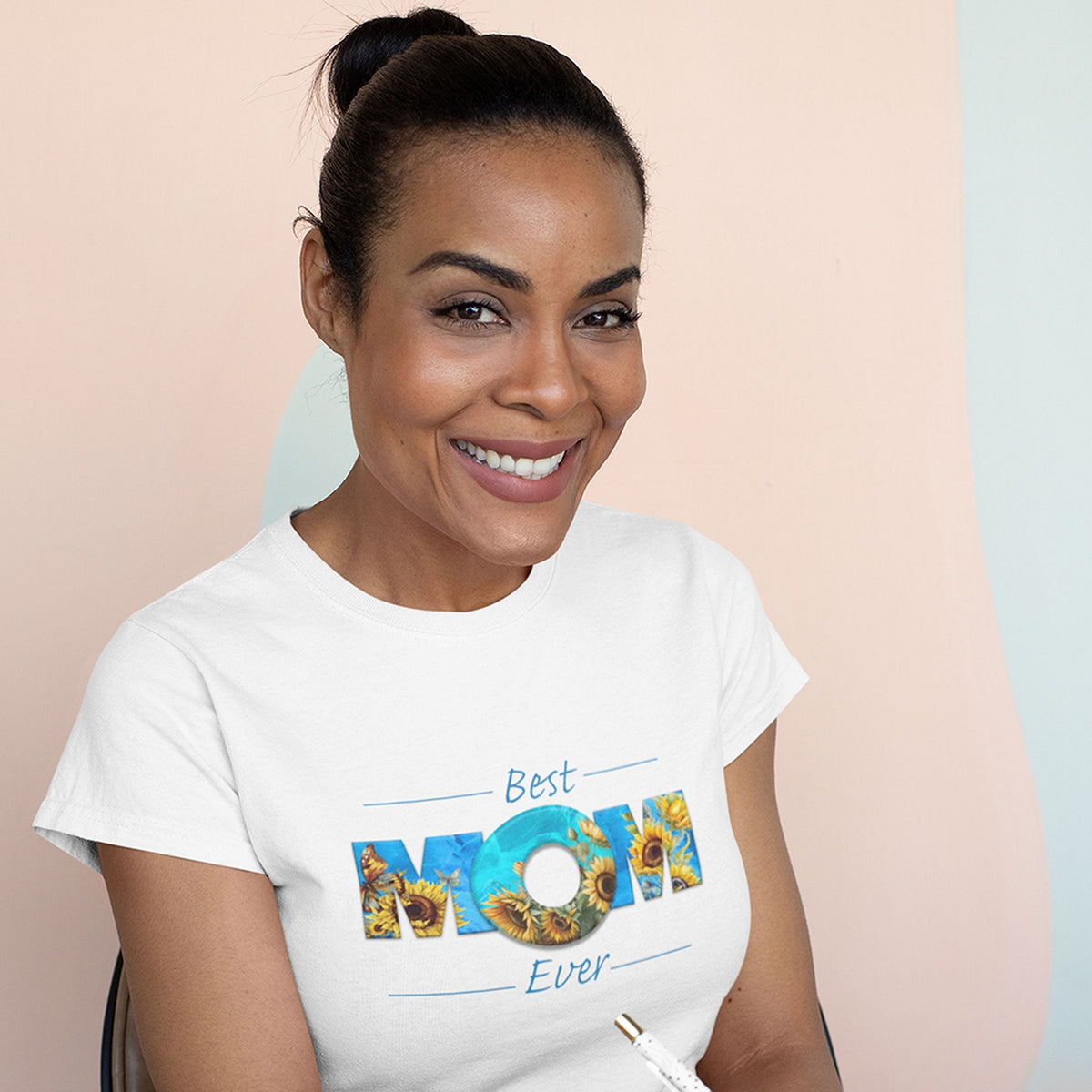 Best Mom Ever Sunflower Blue - Mother's Day T-Shirt for Her - lifestyle photo 1 of 4