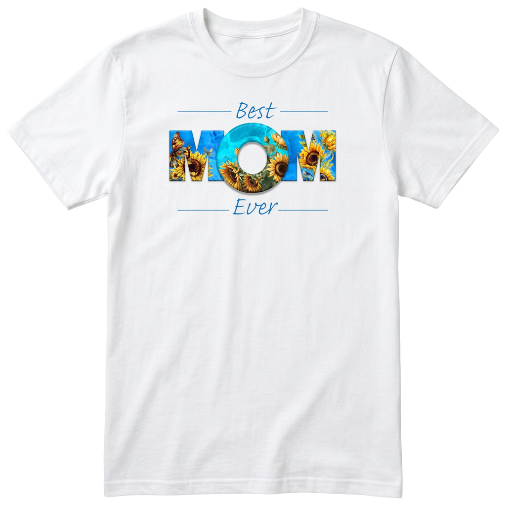 Best Mom Ever Blue Sunflower - White