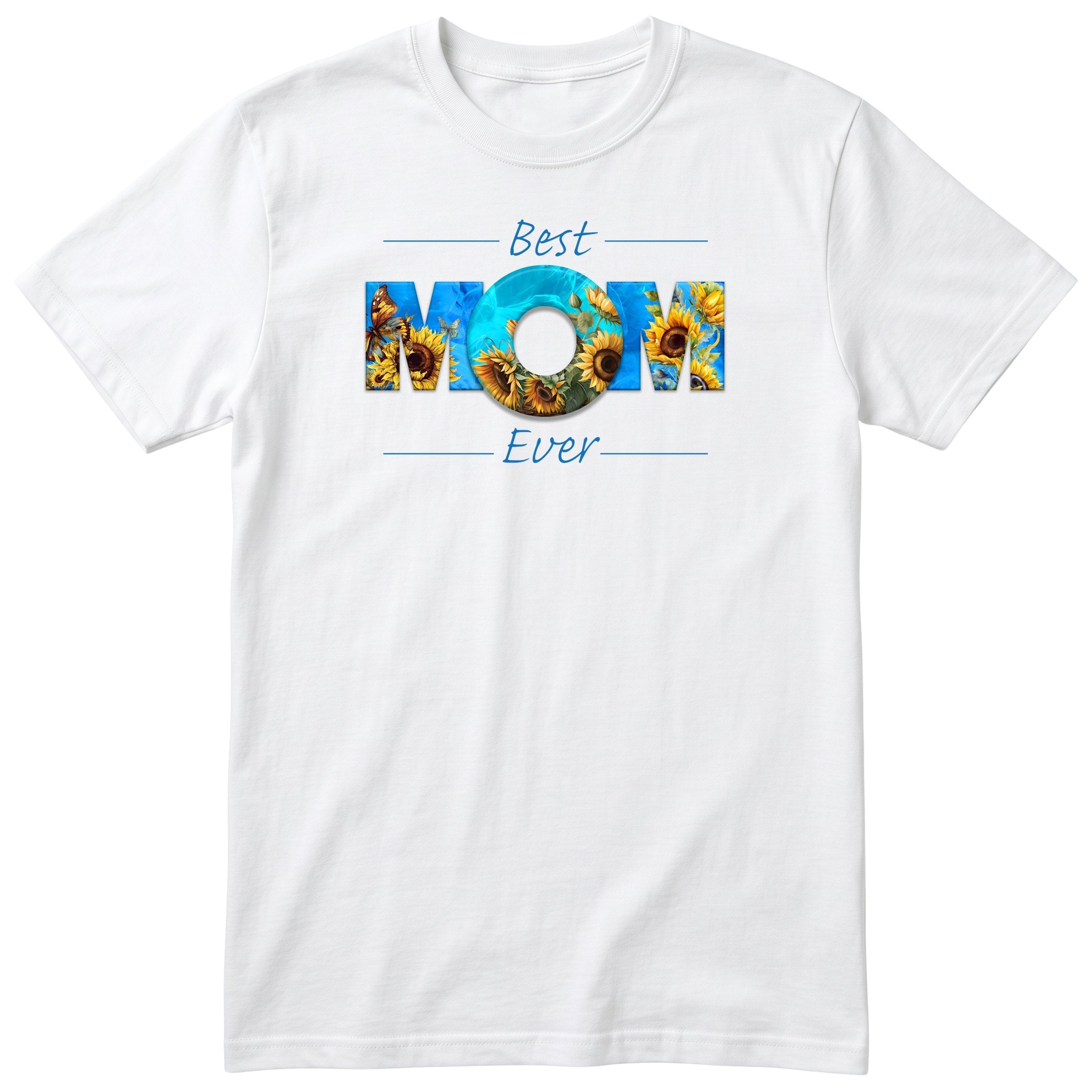 Best Mom Ever Blue Sunflower - White
