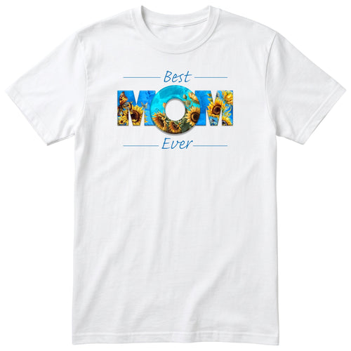 Best Mom Ever Blue Sunflower - White