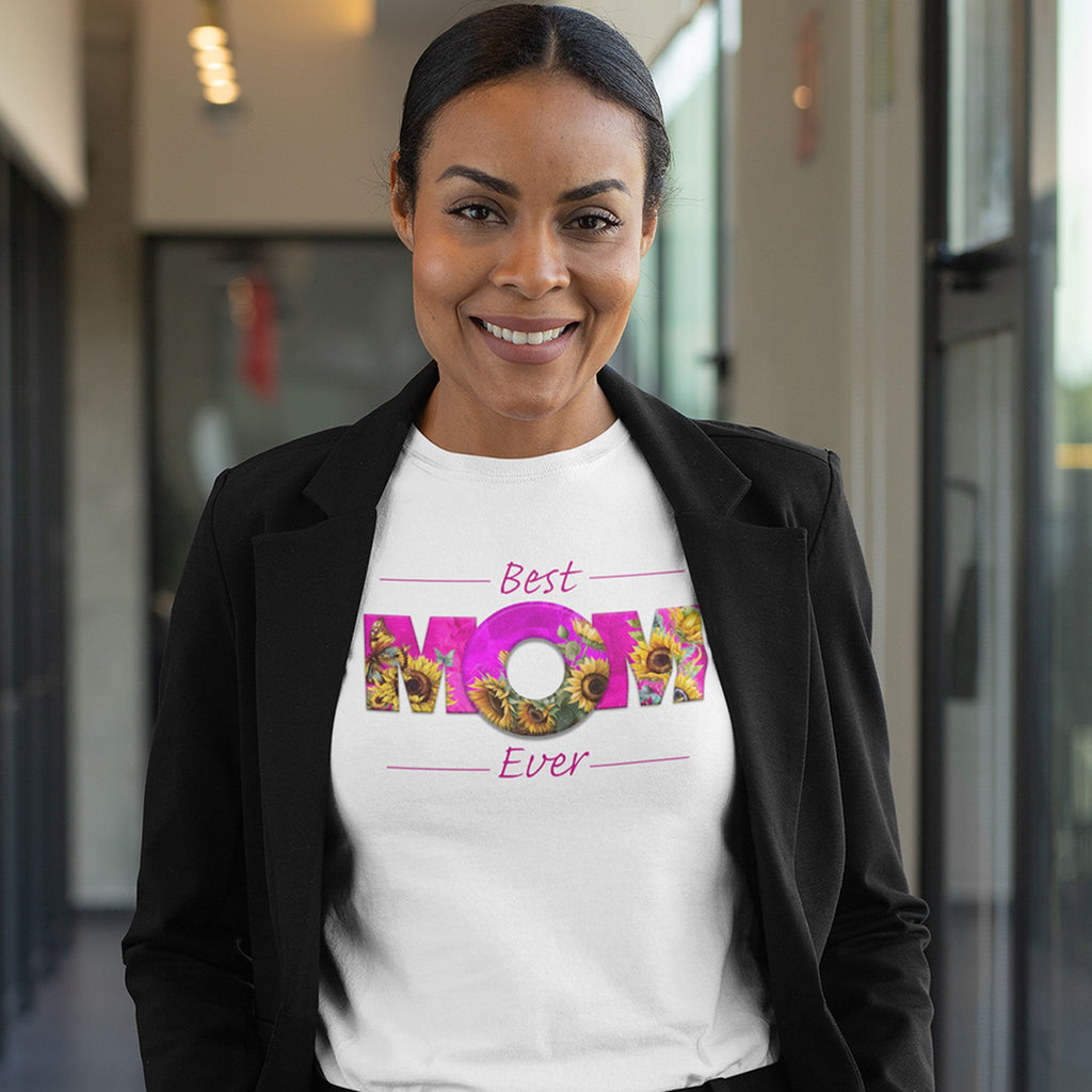 Best Mom Ever Sunflower Pink - Mother's Day T-Shirt for Her - lifestyle photo 1 of 4