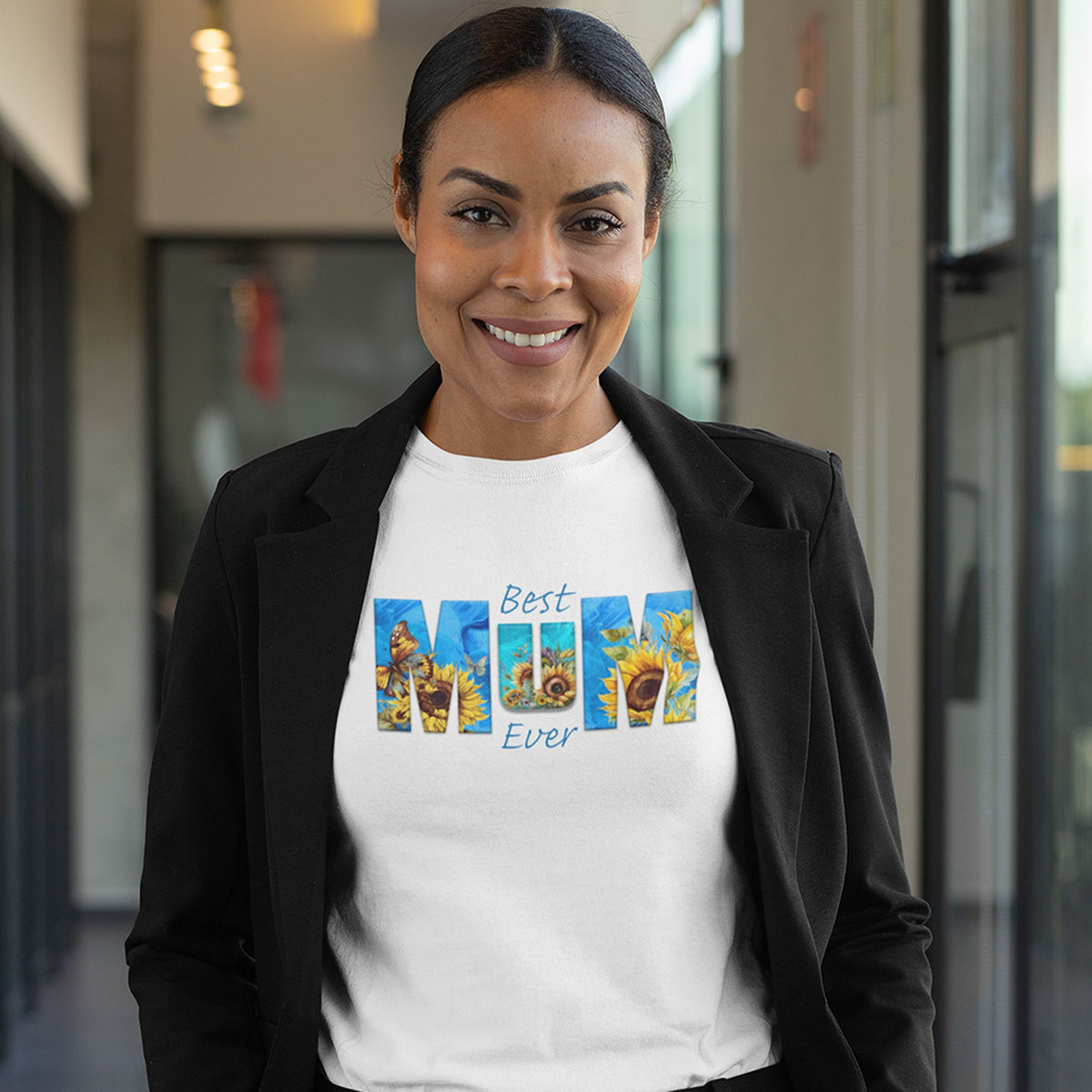 Best Mum Ever Sunflower Blue - Mother's Day T-Shirt for Her - lifestyle photo 1 of 4