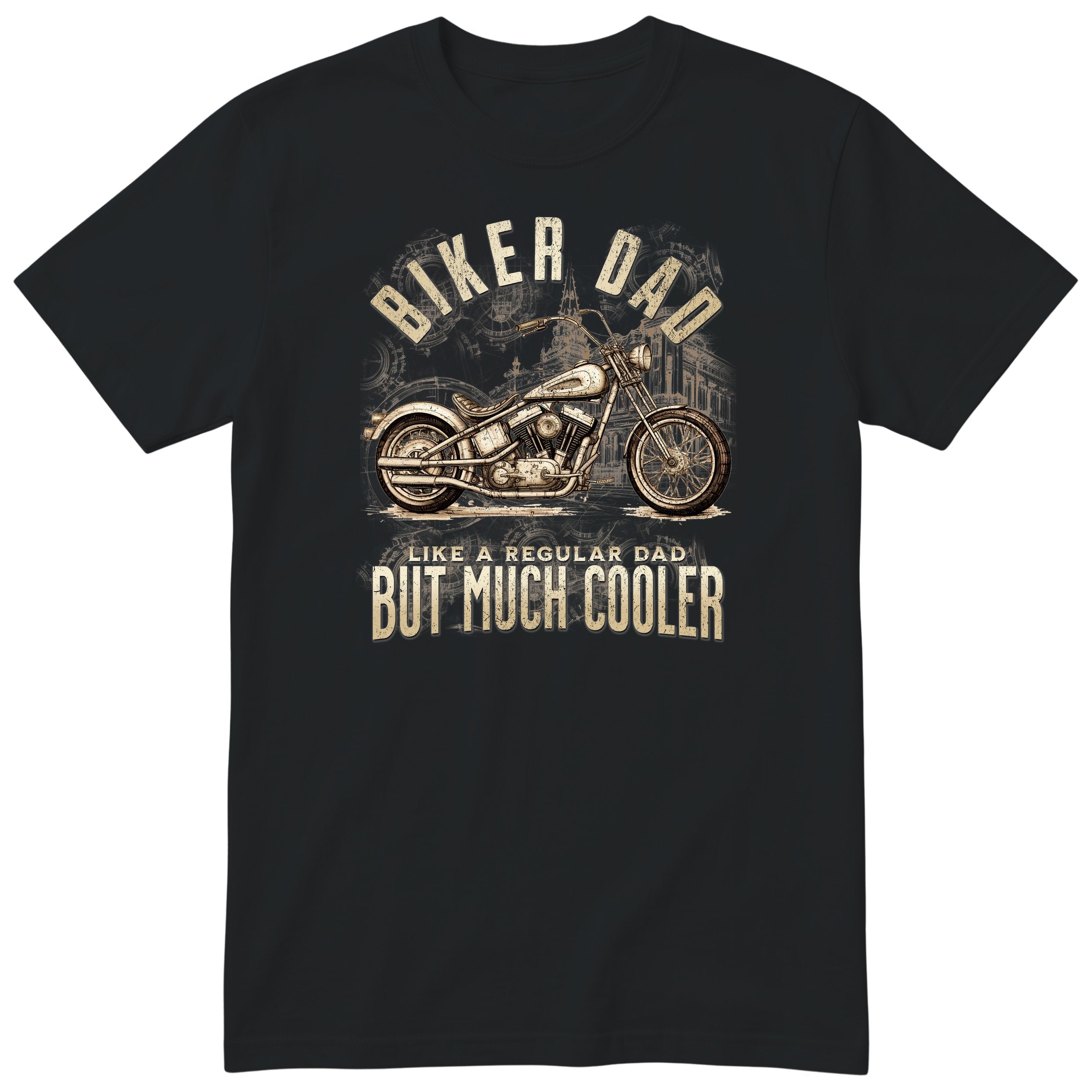 Biker Dad Chopper Motorcycle T-Shirt - Black