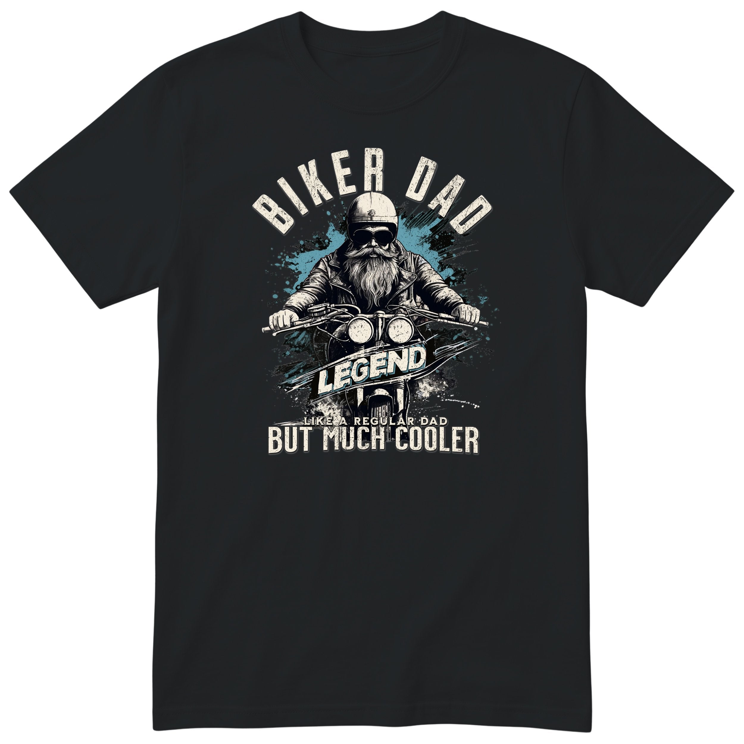 Biker Dad Legend Blue Motorcycle T-Shirt - Black