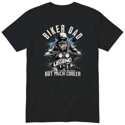Biker Dad Legend Blue Motorcycle T-Shirt - Black