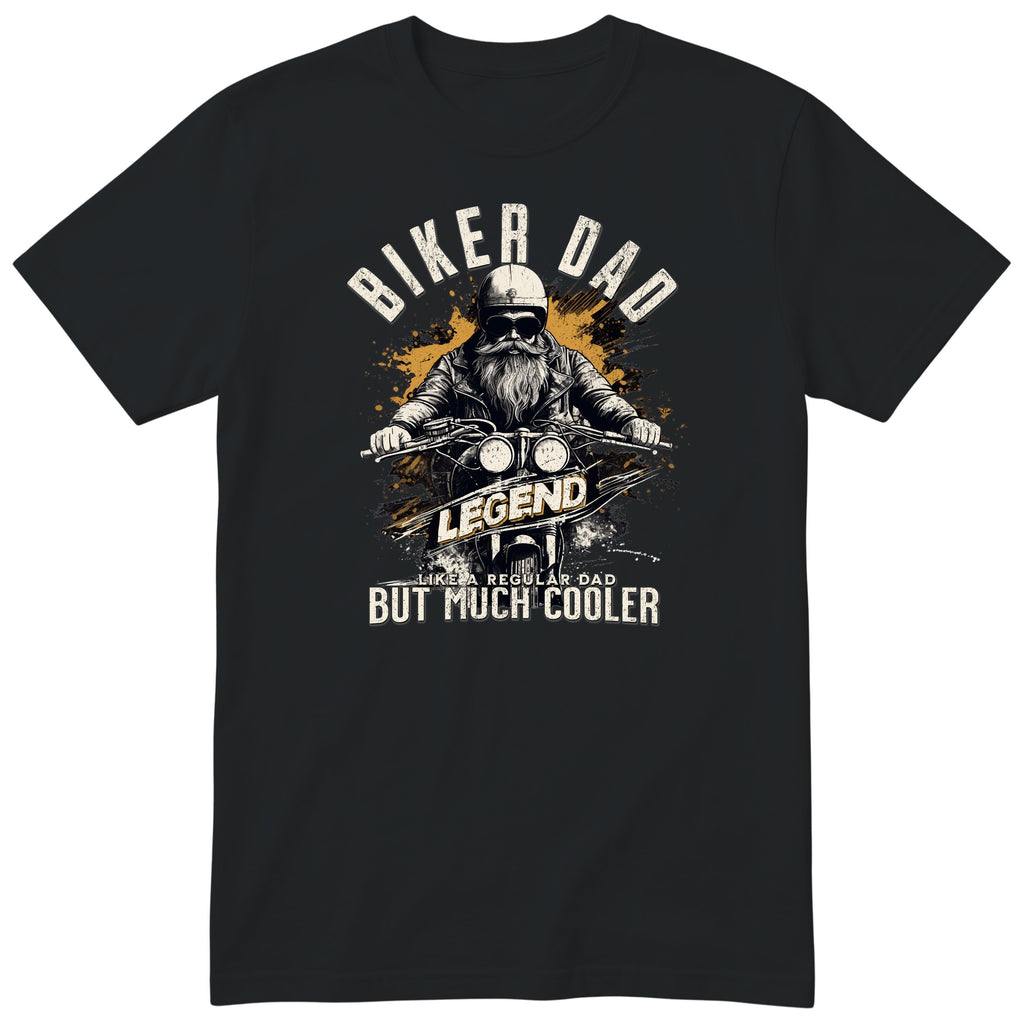 Biker Dad Legend Orange Motorcycle T-Shirt - Black