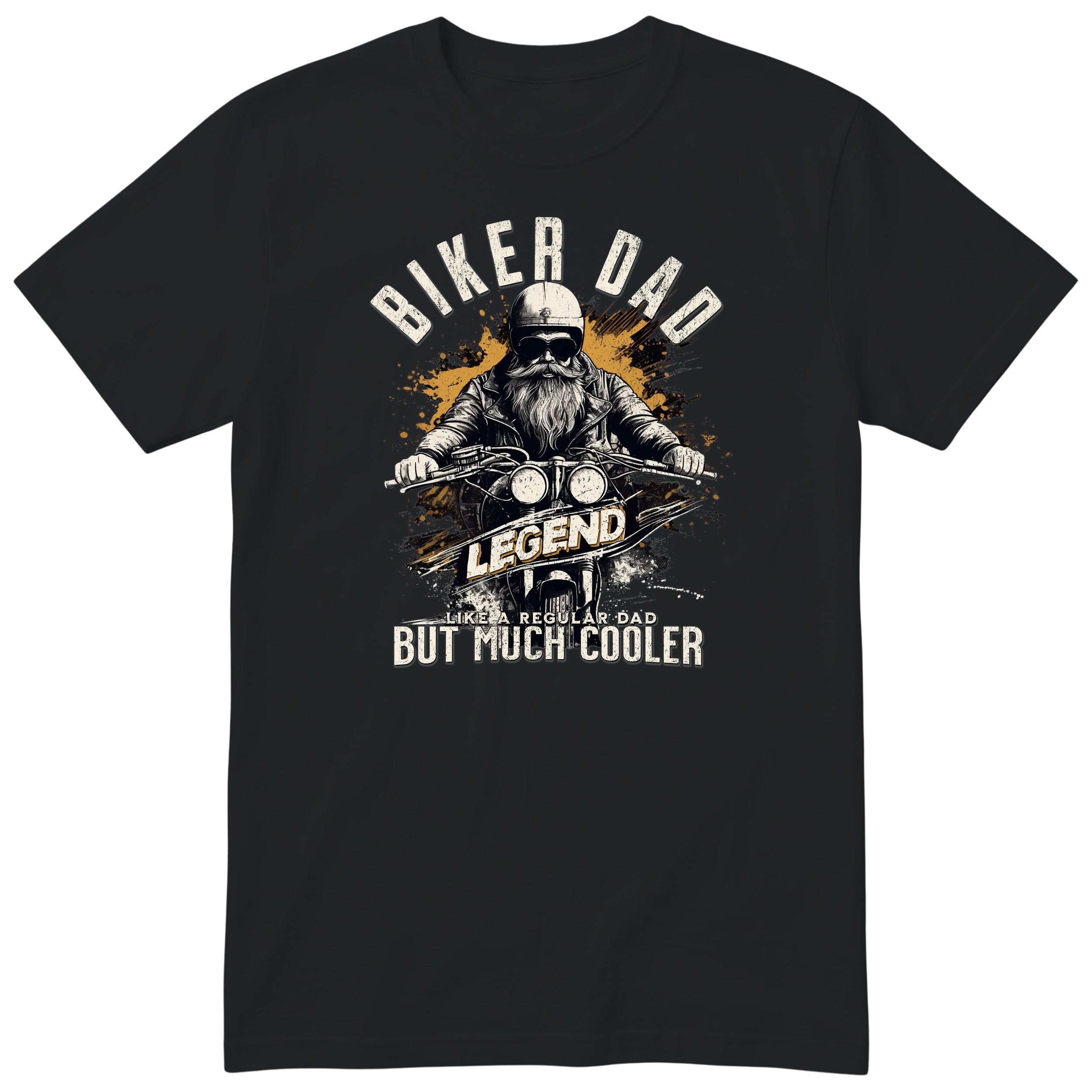 Biker Dad Legend Orange Motorcycle T-Shirt - Black