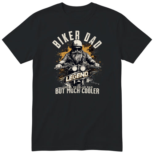 Biker Dad Legend Orange Motorcycle T-Shirt - Black