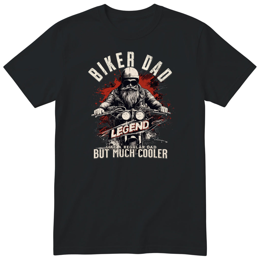 Biker Dad Legend Red Motorcycle T-Shirt - Black