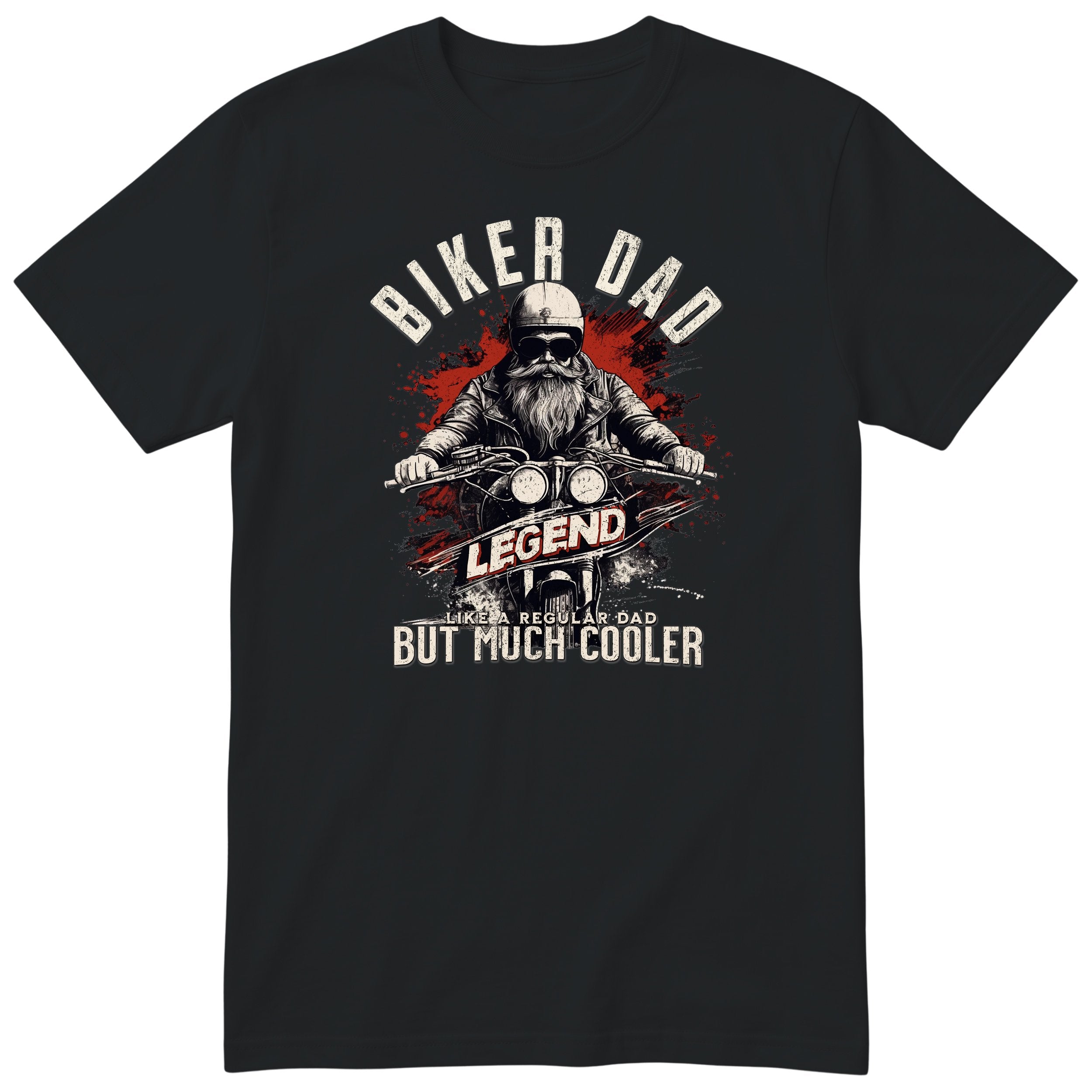 Biker Dad Legend Red Motorcycle T-Shirt - Black