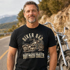 Biker Dad Chopper t-shirt in black - man next to a chopper on a mountain road, gift for a biker dad